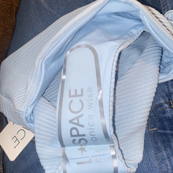 L*Space Desi Classic Bikini Bottom Ribbed High Waist, Sky Blue, X-Small NWT - Picture 8 of 13